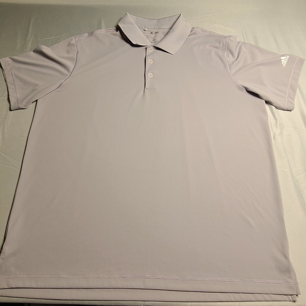Adidas Golf Polo Mens XL Grey Sleeve Spell Out 3 Stripe Pure Motion Golfer